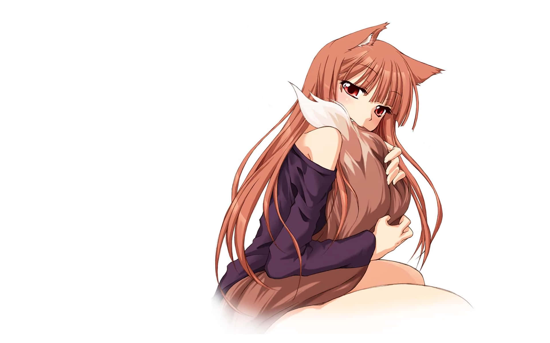 Cool Anime Fox Biting Her Tail Wallpaper