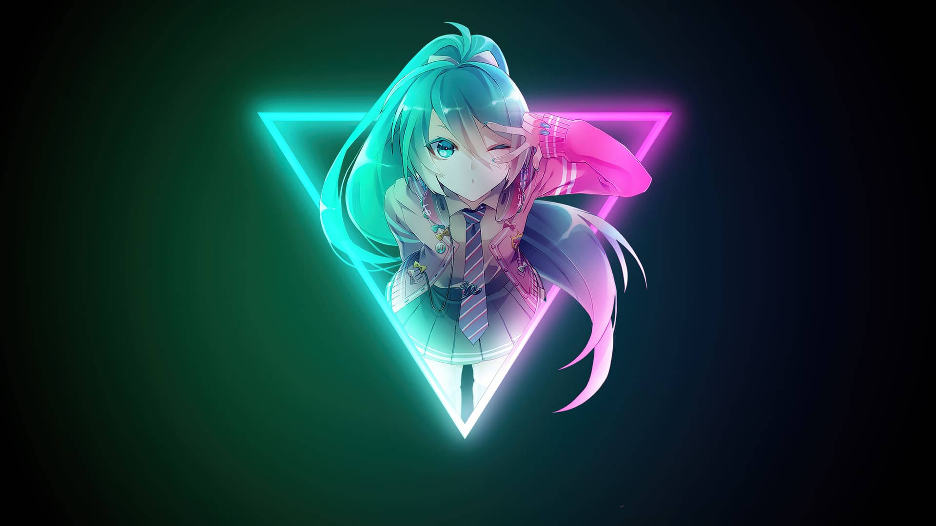 Cool Anime Girl Neon Lights Picture