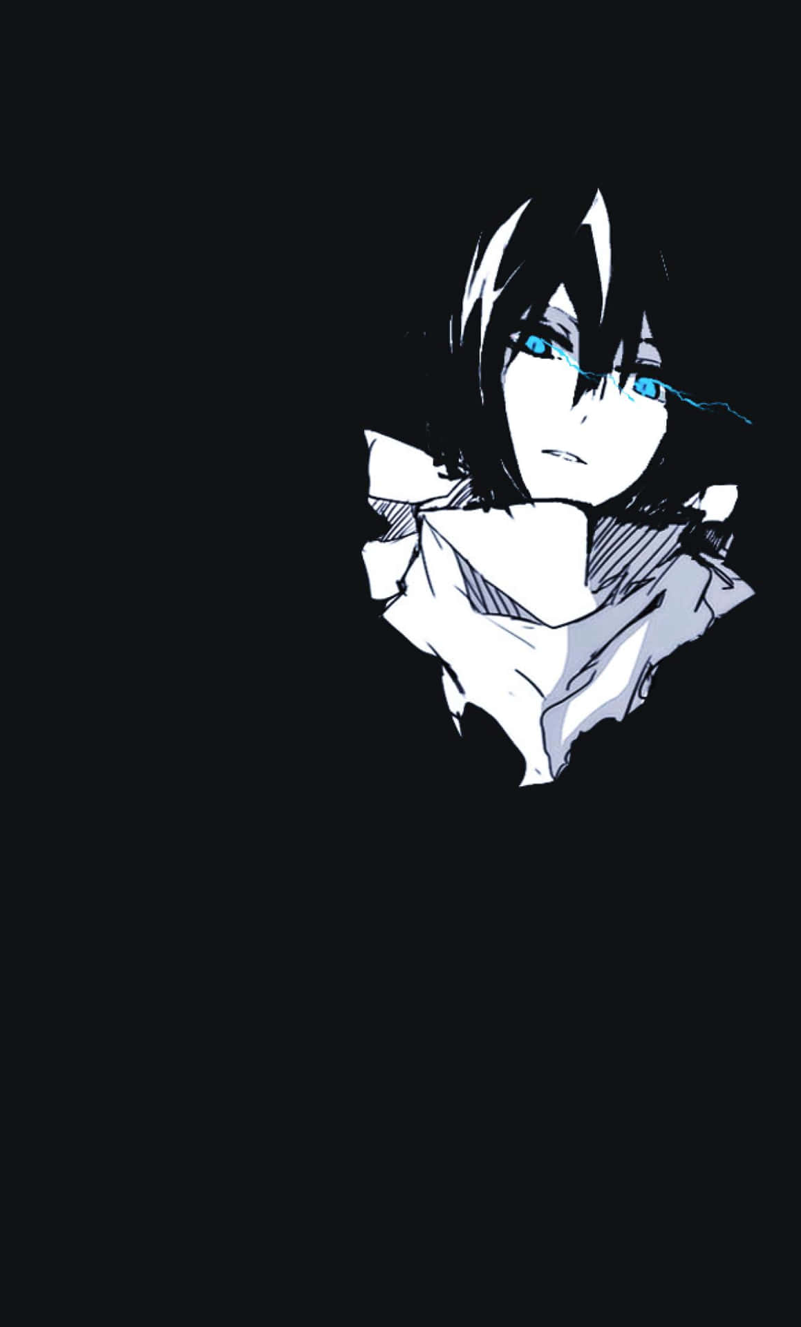 Ensvartvit Anime-karaktär Med Blåa Ögon Wallpaper