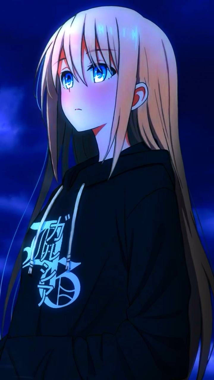 Cool Anime Phone Long Blonde Hair Girl Wallpaper
