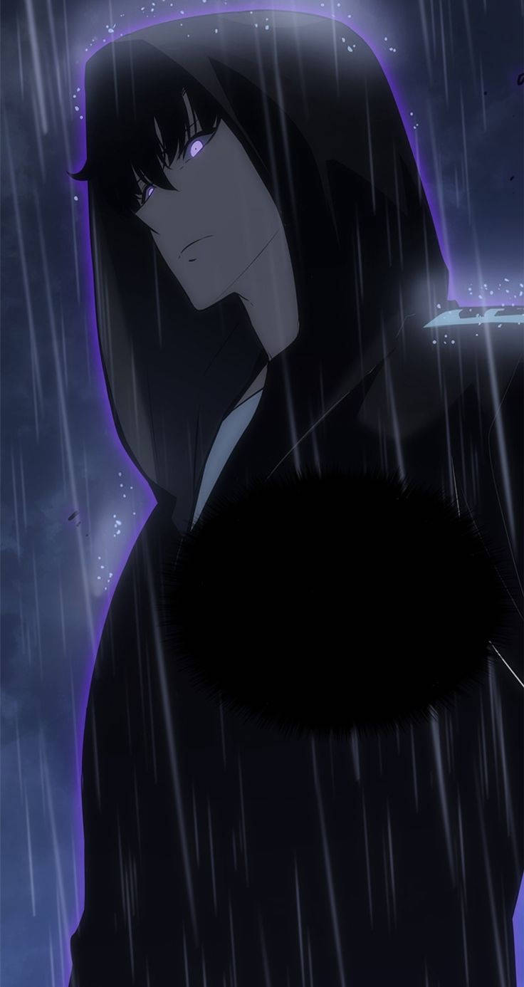 Cool Anime Photo Wearing Black Hoodie Wallpaper