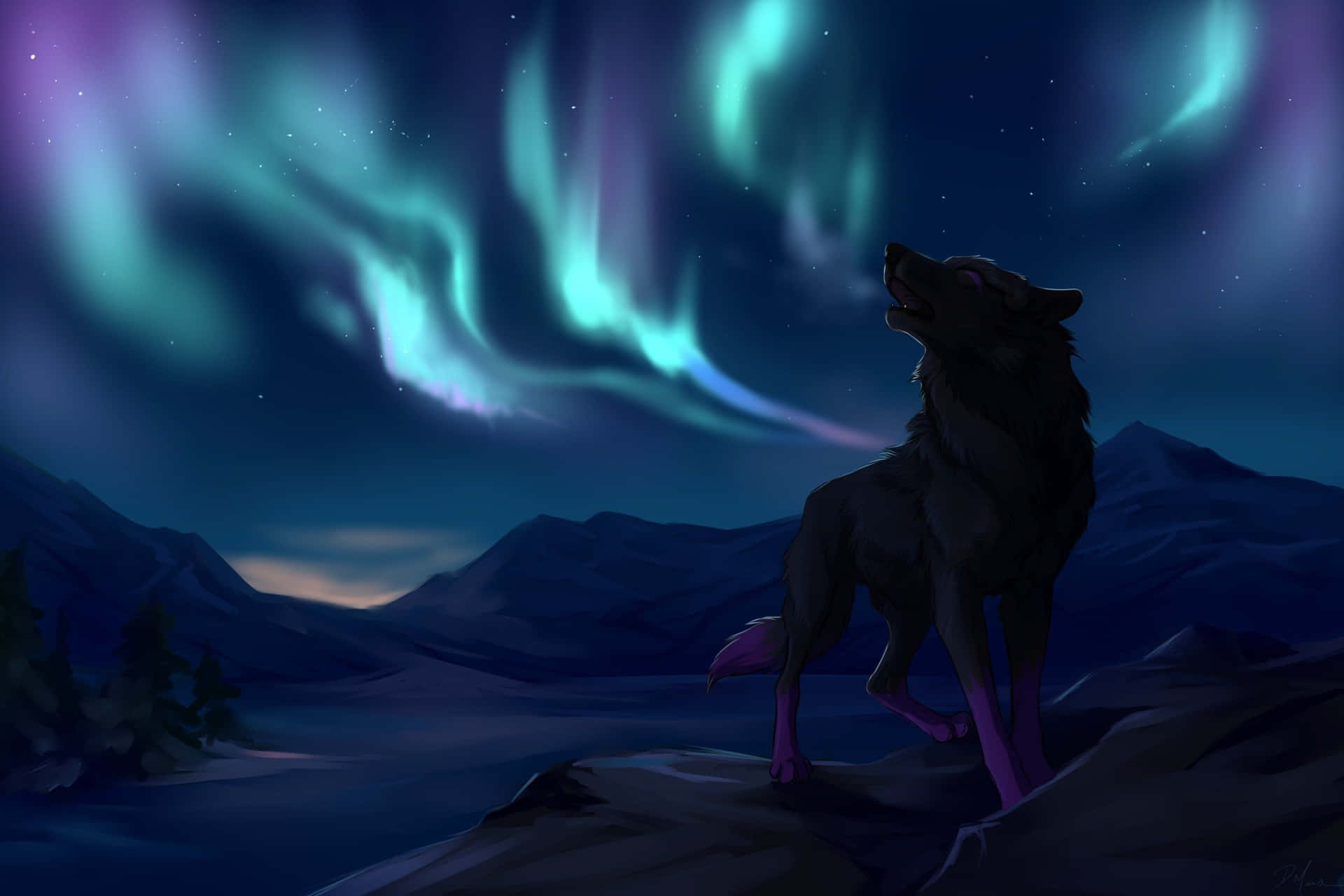 From Howling to Roaming - An Awesome Anime Wolf Wallpaper