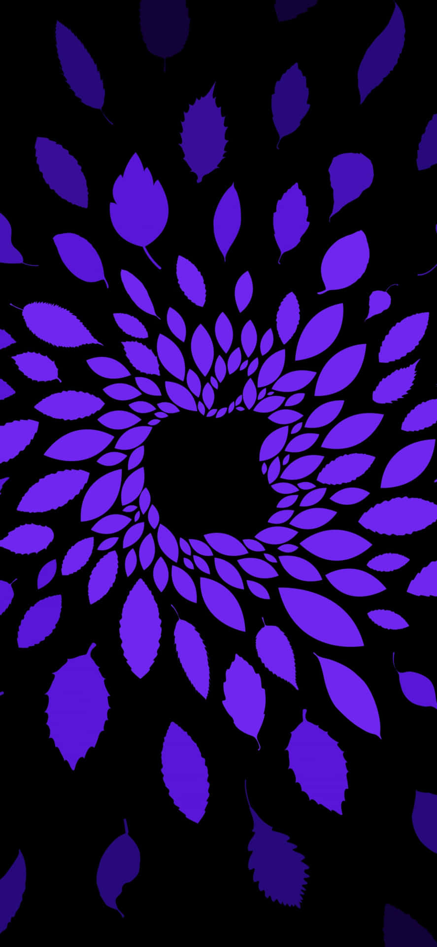 Apple Logo With Purple Leaves In The Background Wallpaper