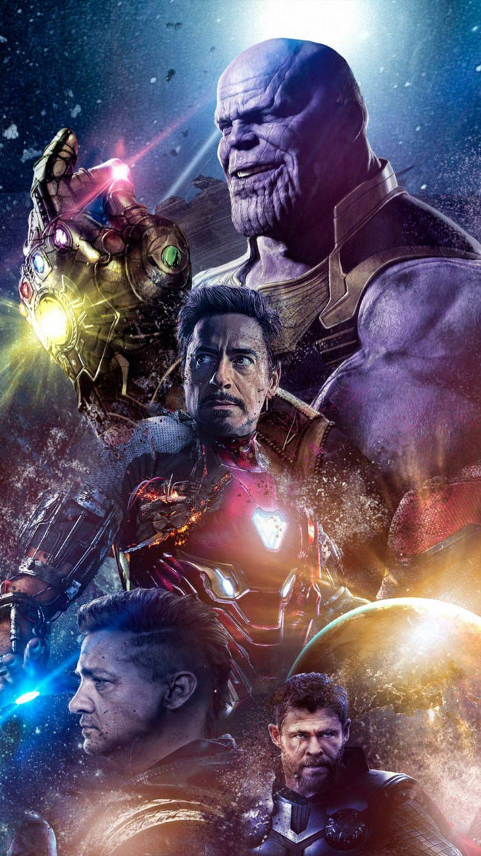 Fighifantastici Avengers Iron Man, Hawkeye, Thor E Thanos Sfondo