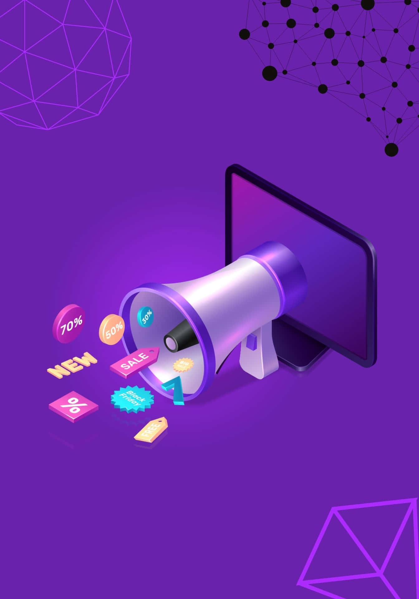 Cool 3D Purple Megaphone Background