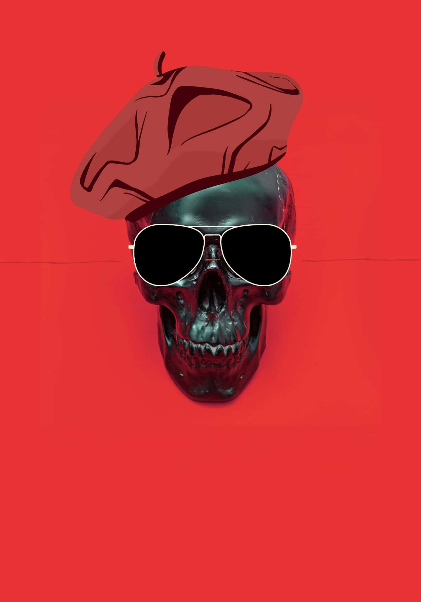 Cool 3D Skull Beret Cap Background
