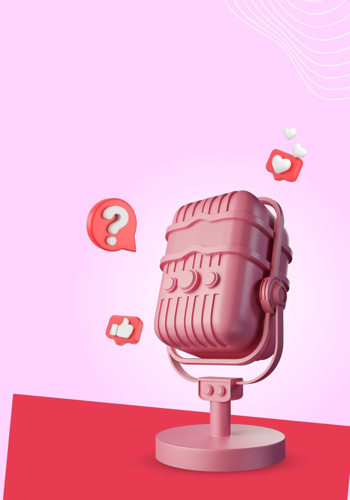 Sjov 3D Pink Mikrofon Bakgrund