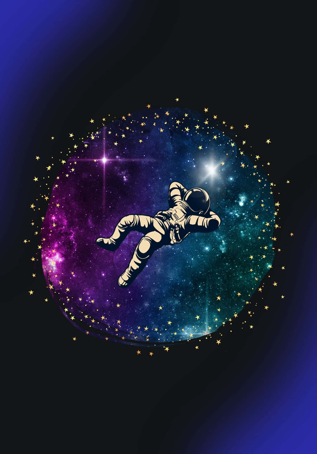 Cool Floating Astronaut On Space Background