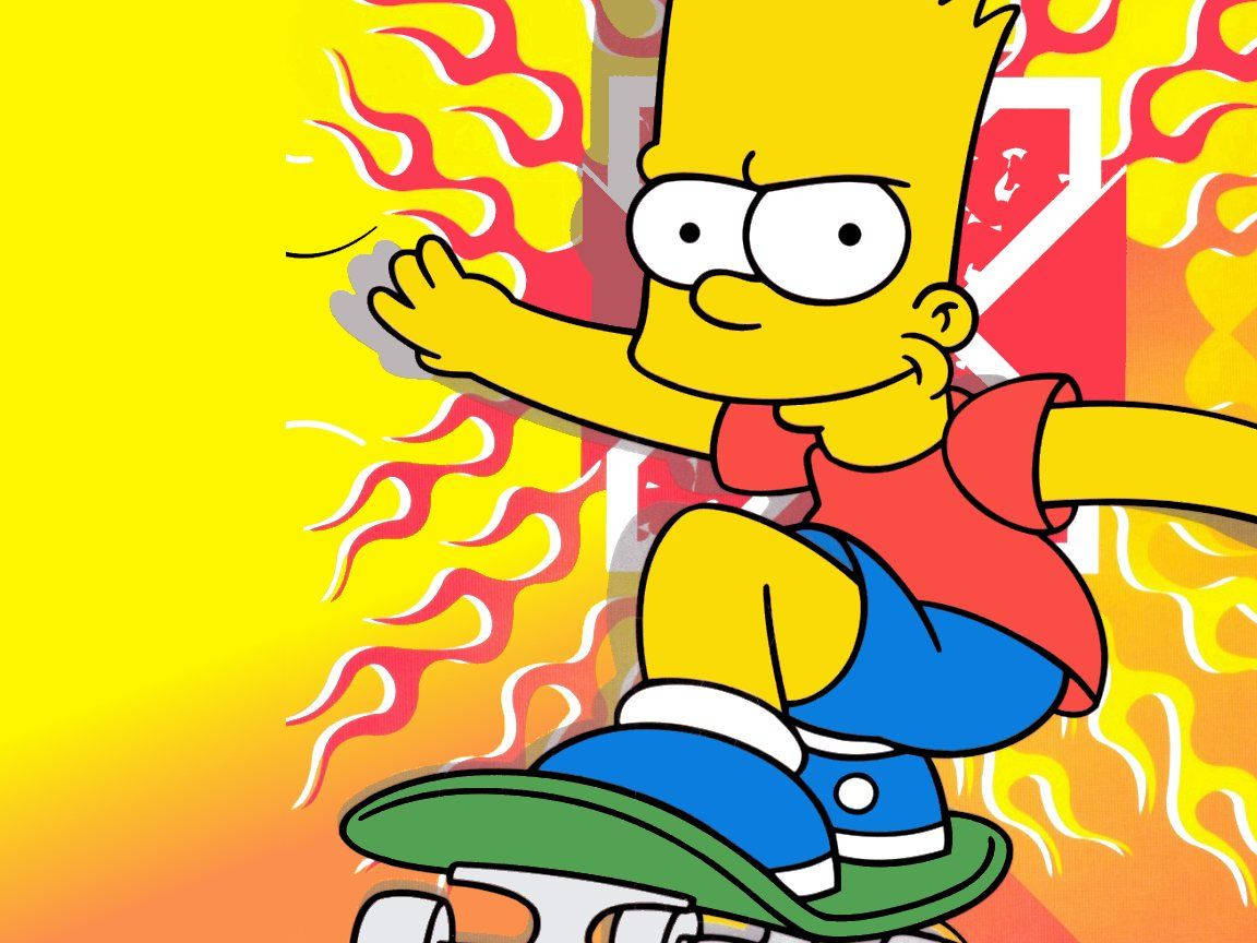 Sjov Bart Simpson på skateboard Wallpaper