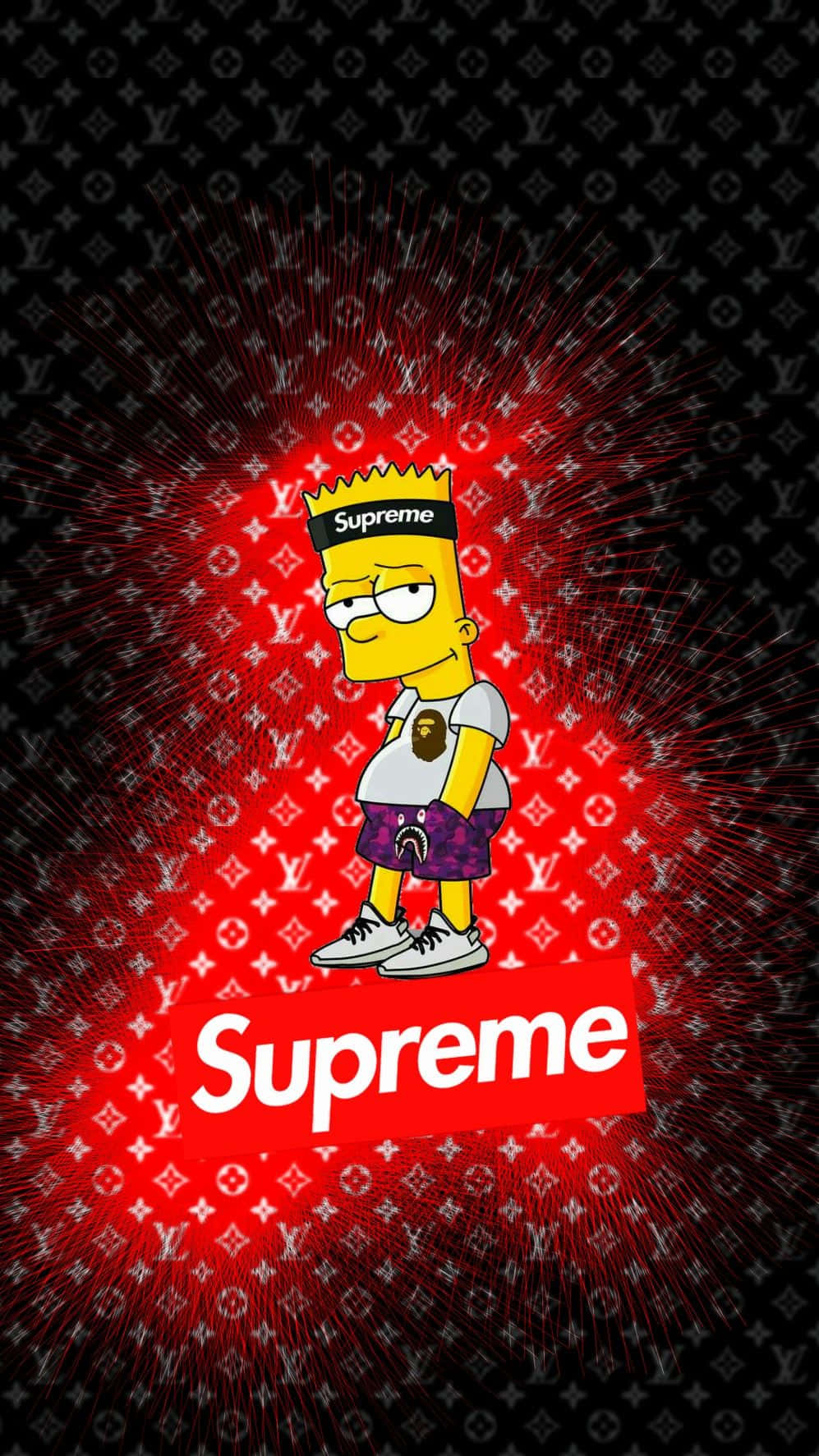 Siehcool Aus Mit Bart Simpson Supreme Kleidung. Wallpaper