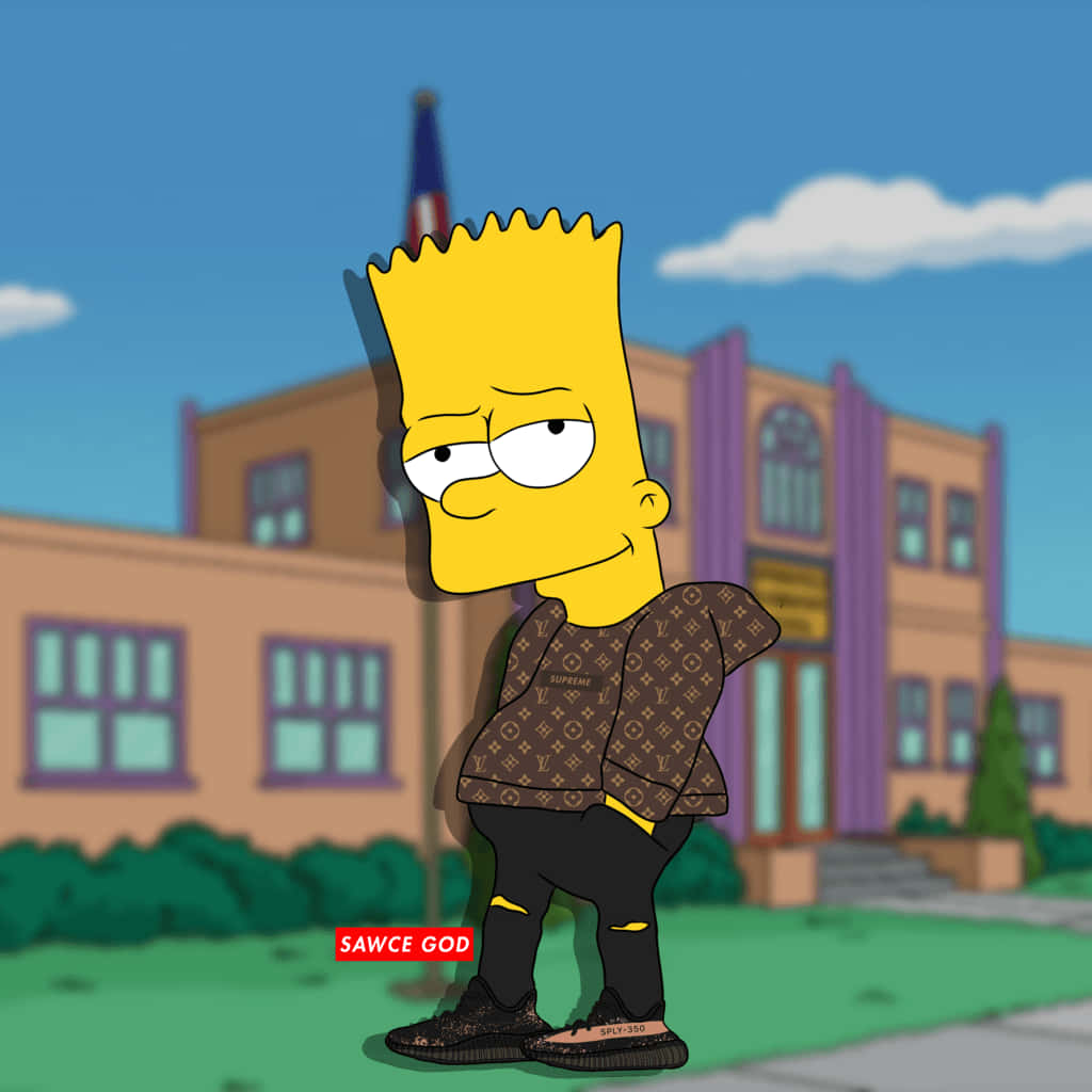 Føler dig sej og stilfuld i dette Bart Simpson Supreme-look! Wallpaper