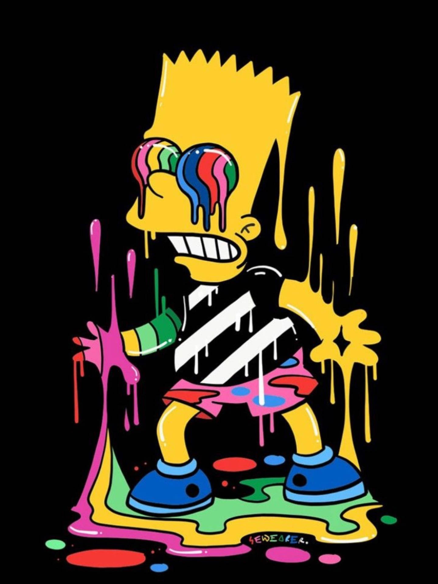 Cool Bart Simpson med maling abstrakt Smack design Wallpaper