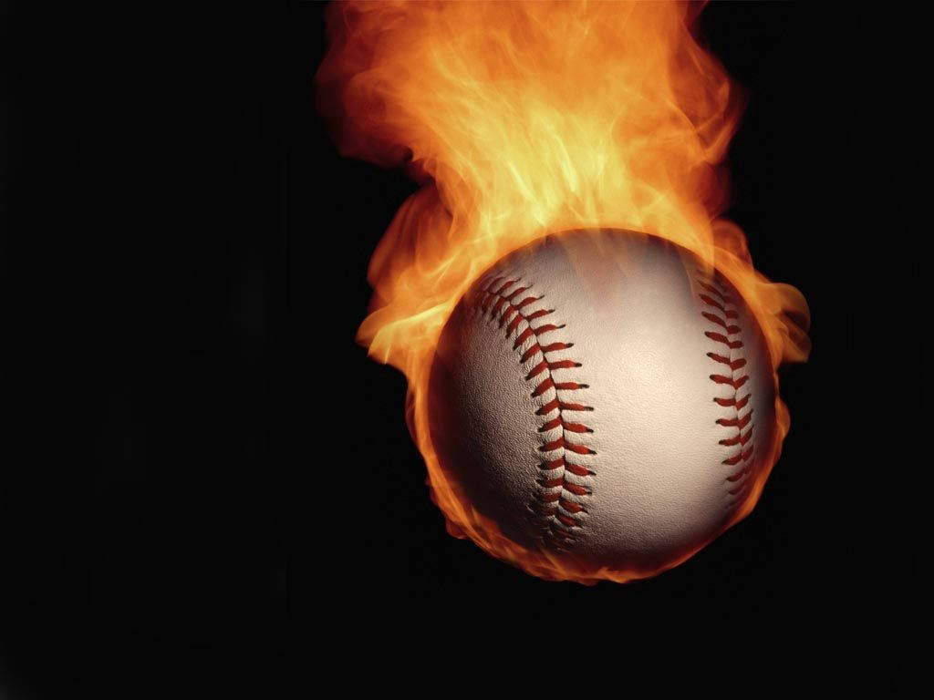 Cool baseball brænder op i sort og hvid Wallpaper