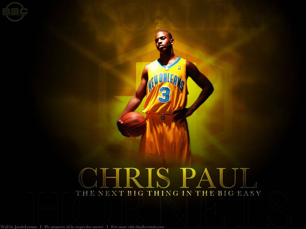 Cool Basketball Chris Paul Gul 3D Tapet Wallpaper
