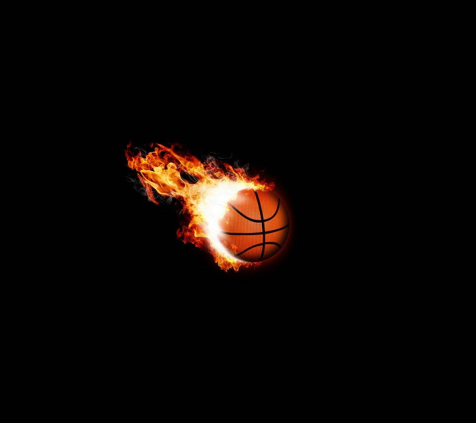 Cool Basketball Med Flammes Wallpaper