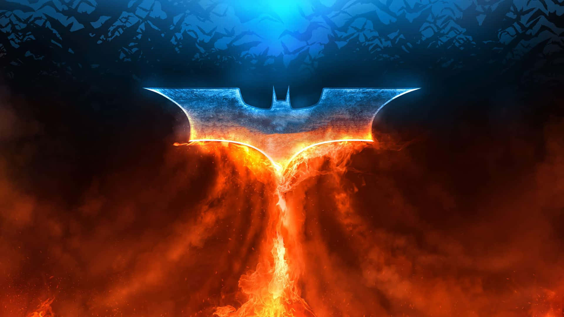Coola Batman Logotypen Med Flammande Konst Wallpaper