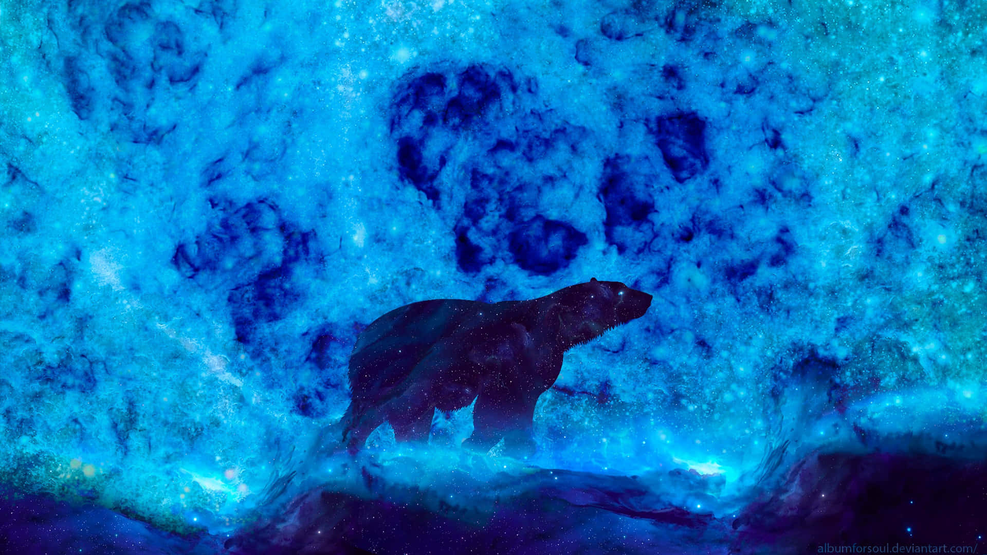 Cool Bear Neon Blue Desktop Wallpaper