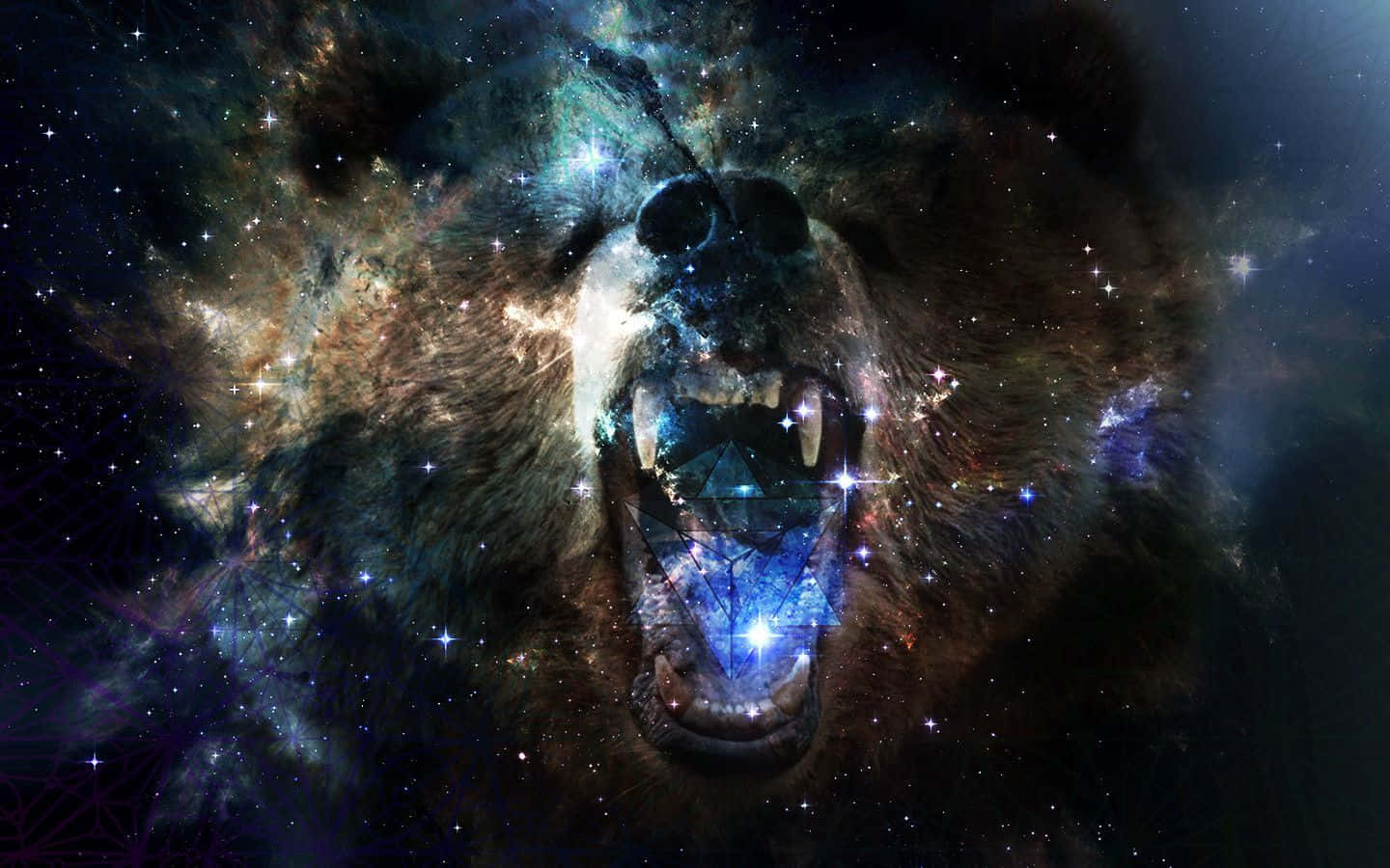 A Bear With A Mouth In Space Wallpaper