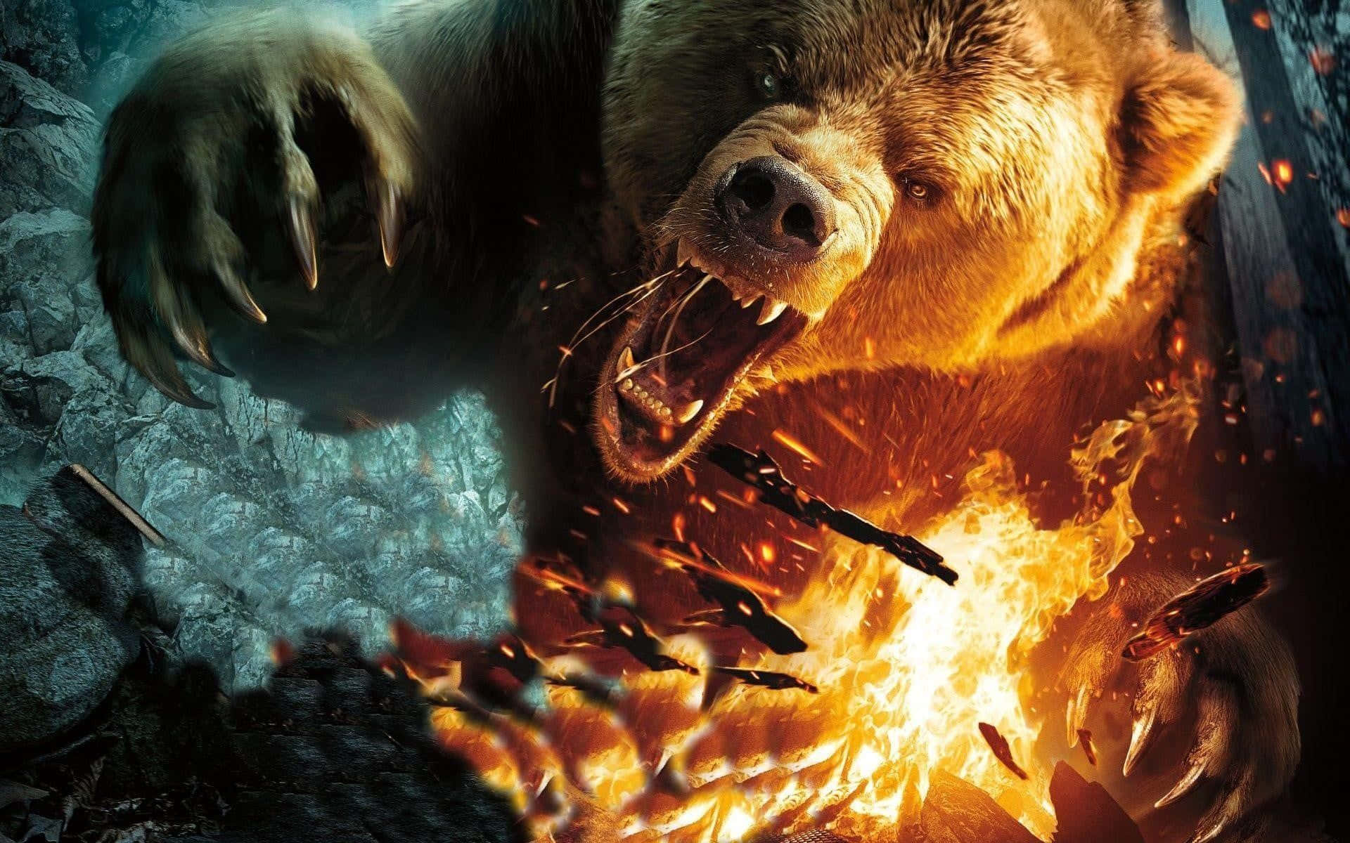 Download Cool Bear Flaming Attack Wallpaper