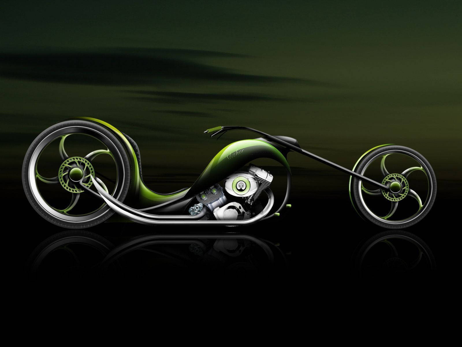 Futuristic Chopper Cool Bike Digital Art Wallpaper