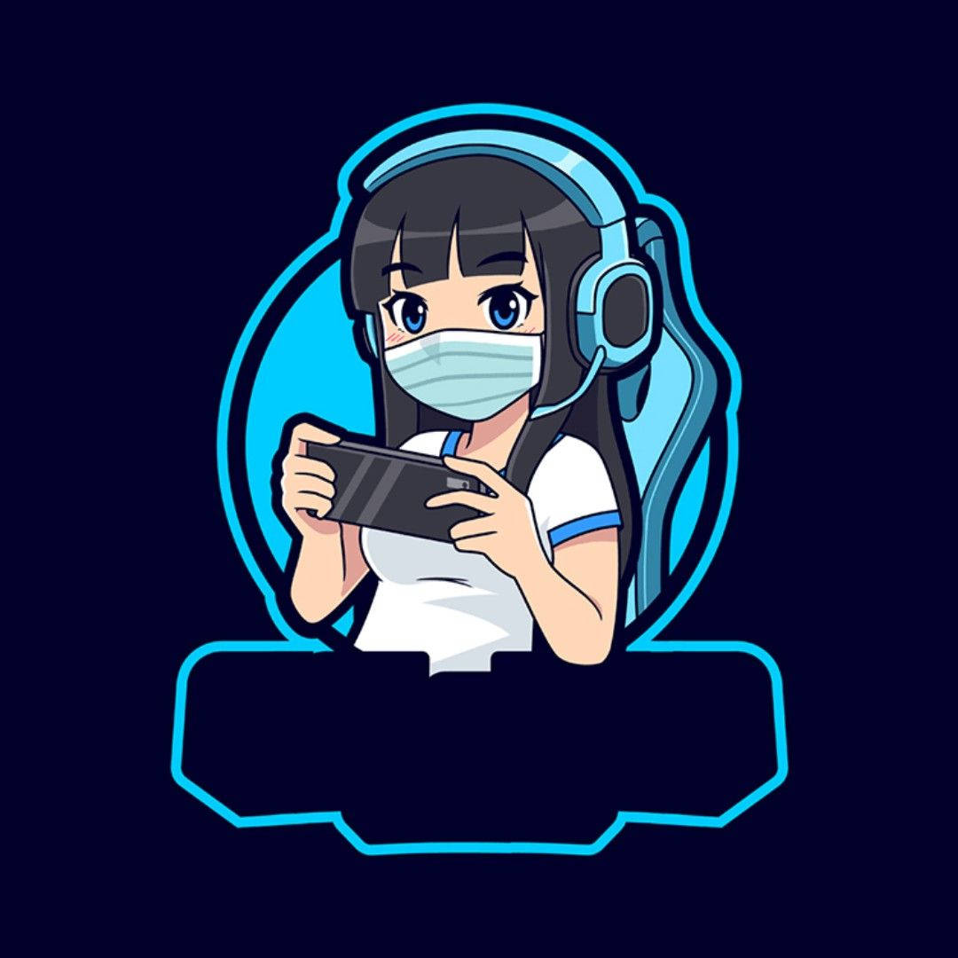 Cool Blå Flicka Gamer Logo Wallpaper