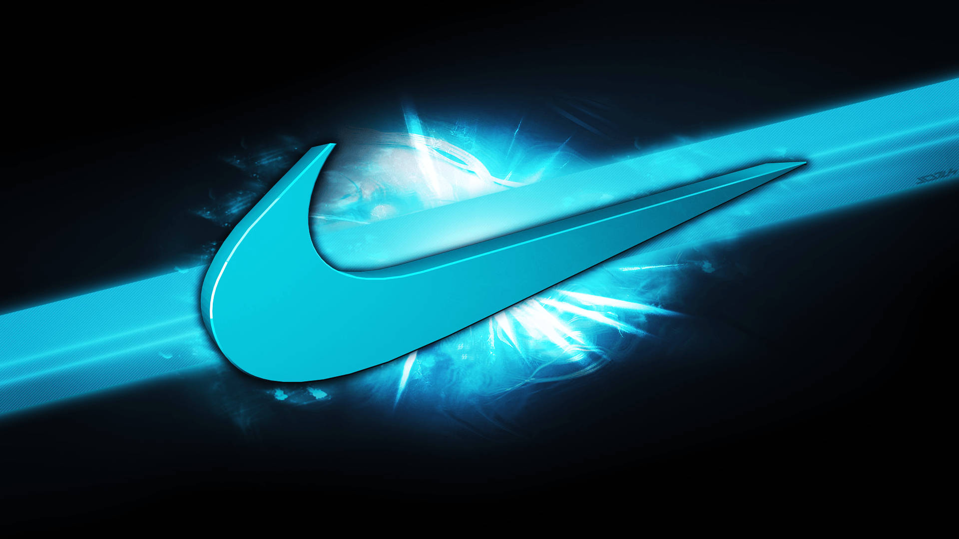 Cool Blå Nike Swoosh Wallpaper