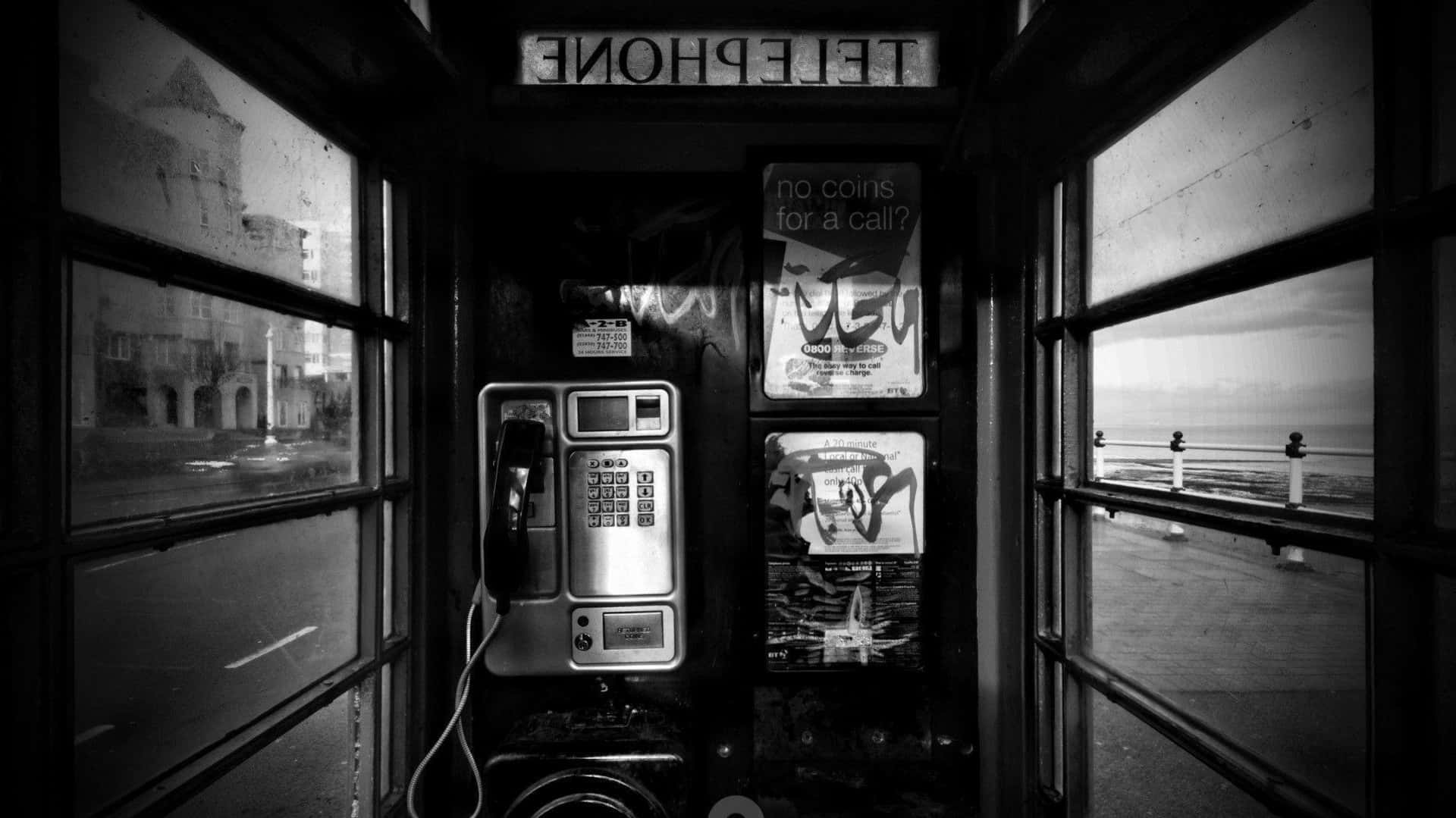 Cool Black And White Telephone Booth Picture