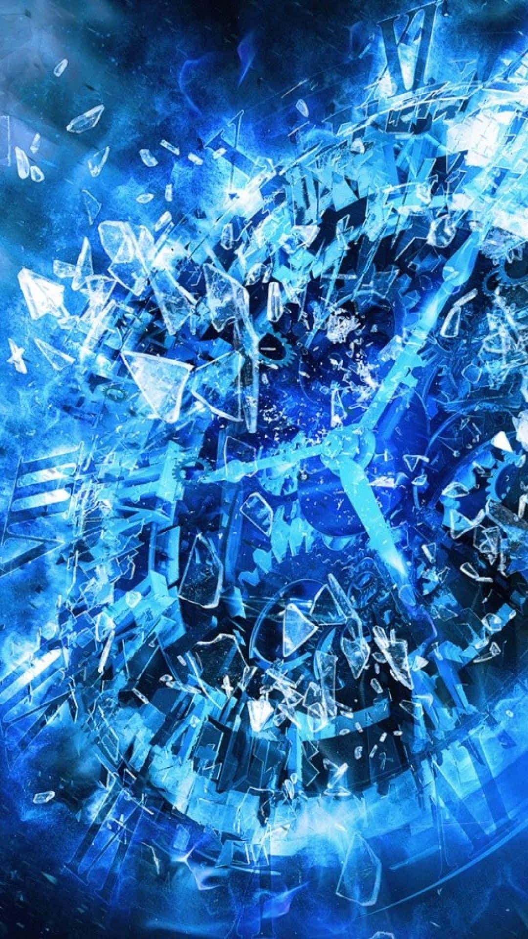 Cool Blue Abstract Iphone Broken Watch Glass Wallpaper