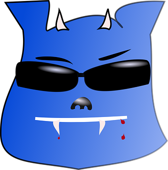 Cool Blue Devil Emoji PNG