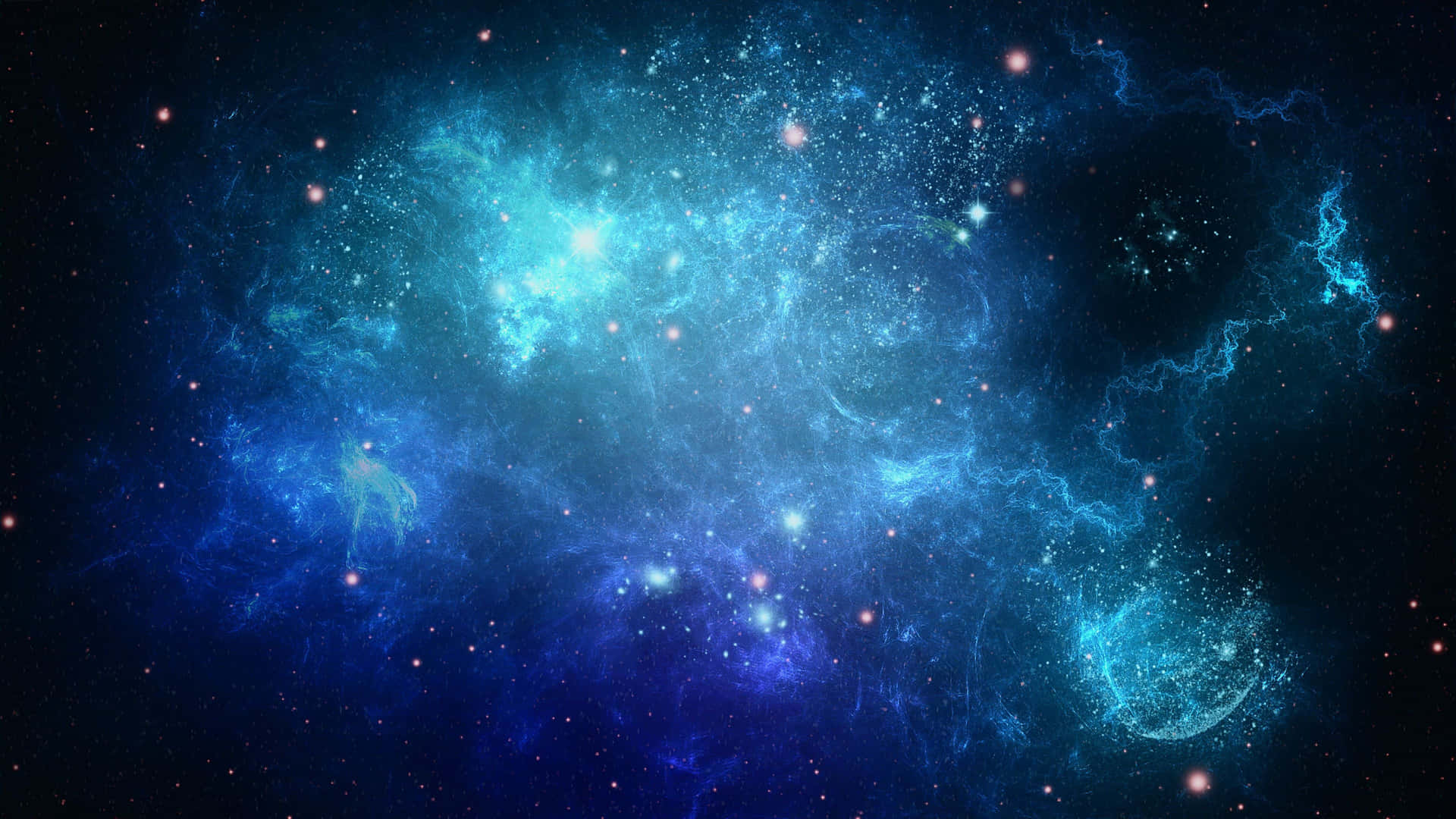 En smuk himmeludsigt af en utroligt kølig blå galakse Wallpaper