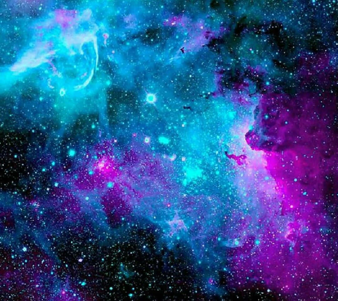 Den skønhed af et køligt blåt galaks i dyb rum. Wallpaper