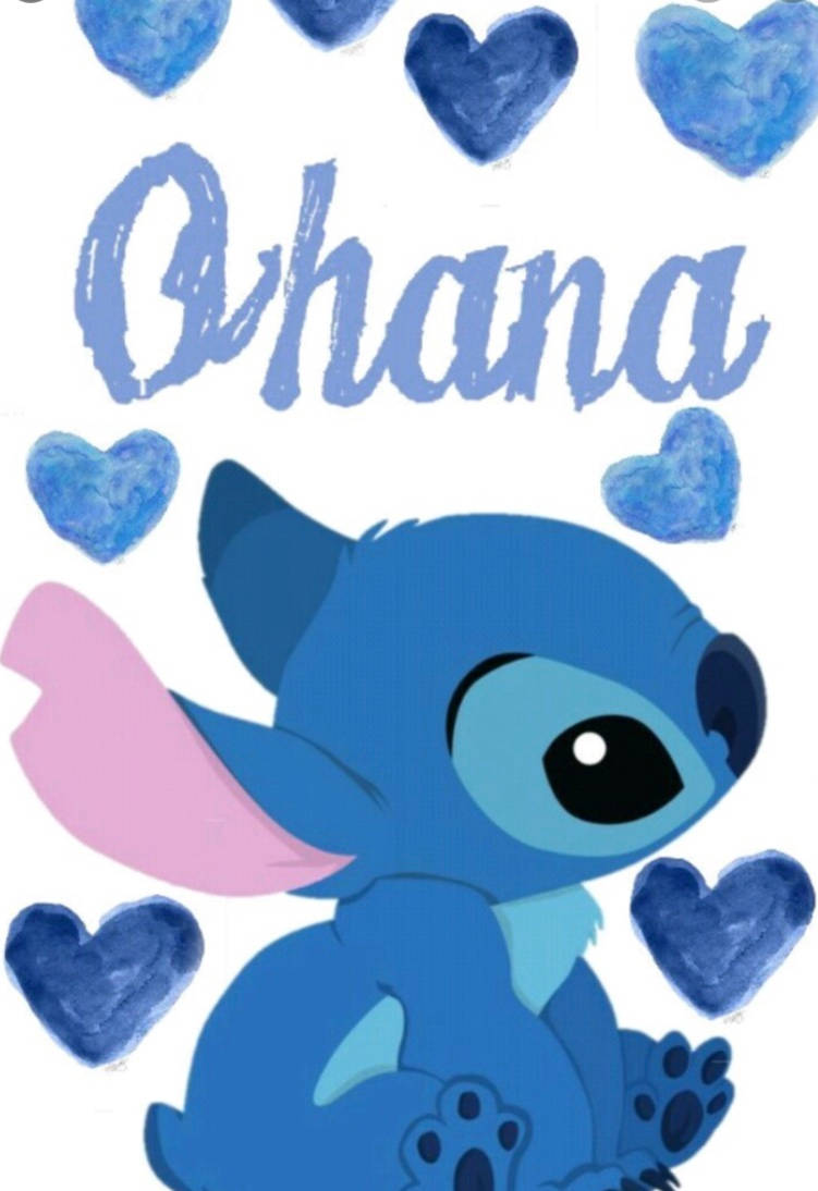 Cool Blue Hearts Stitch Ohana Wallpaper