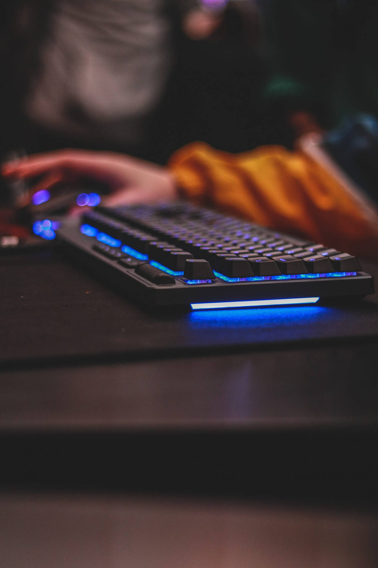 Cool Blue Light Computer Keyboard Background