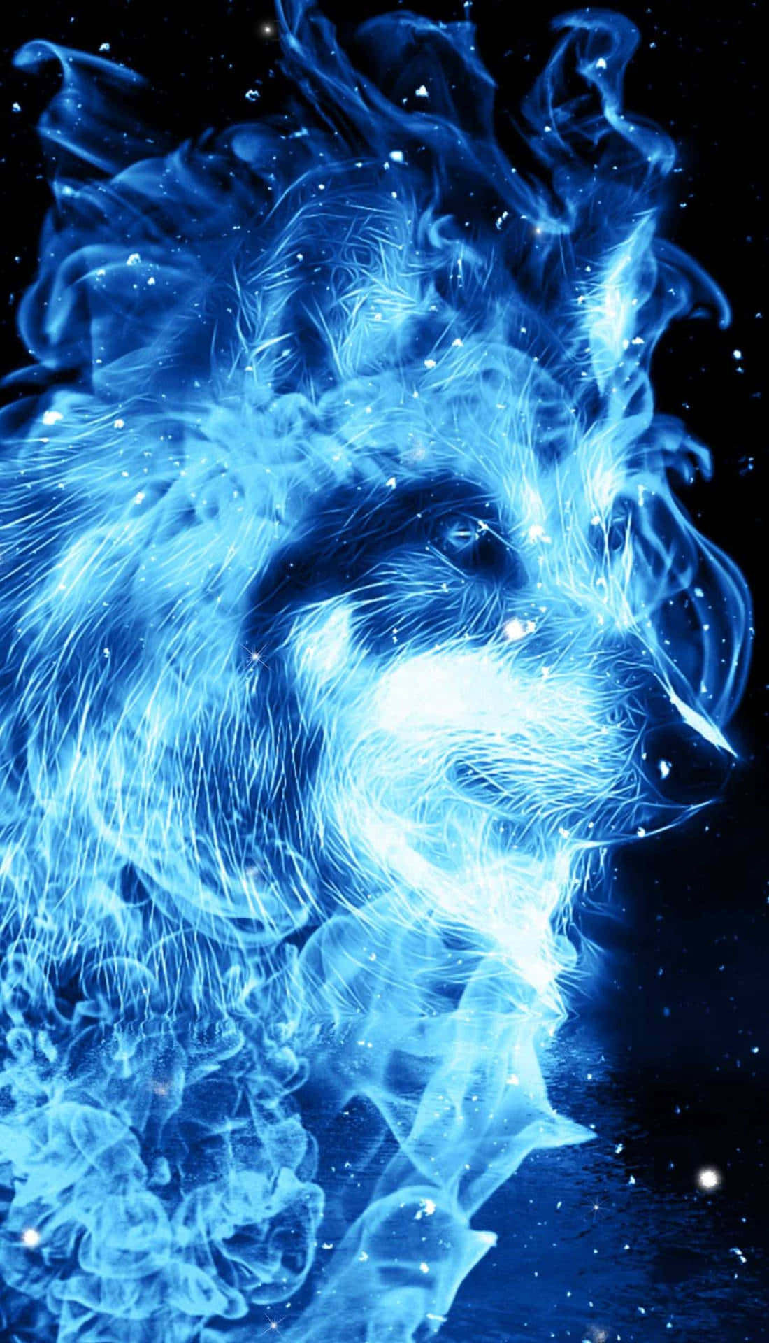 Ice Elemental Cool Blue Wolf Wallpaper