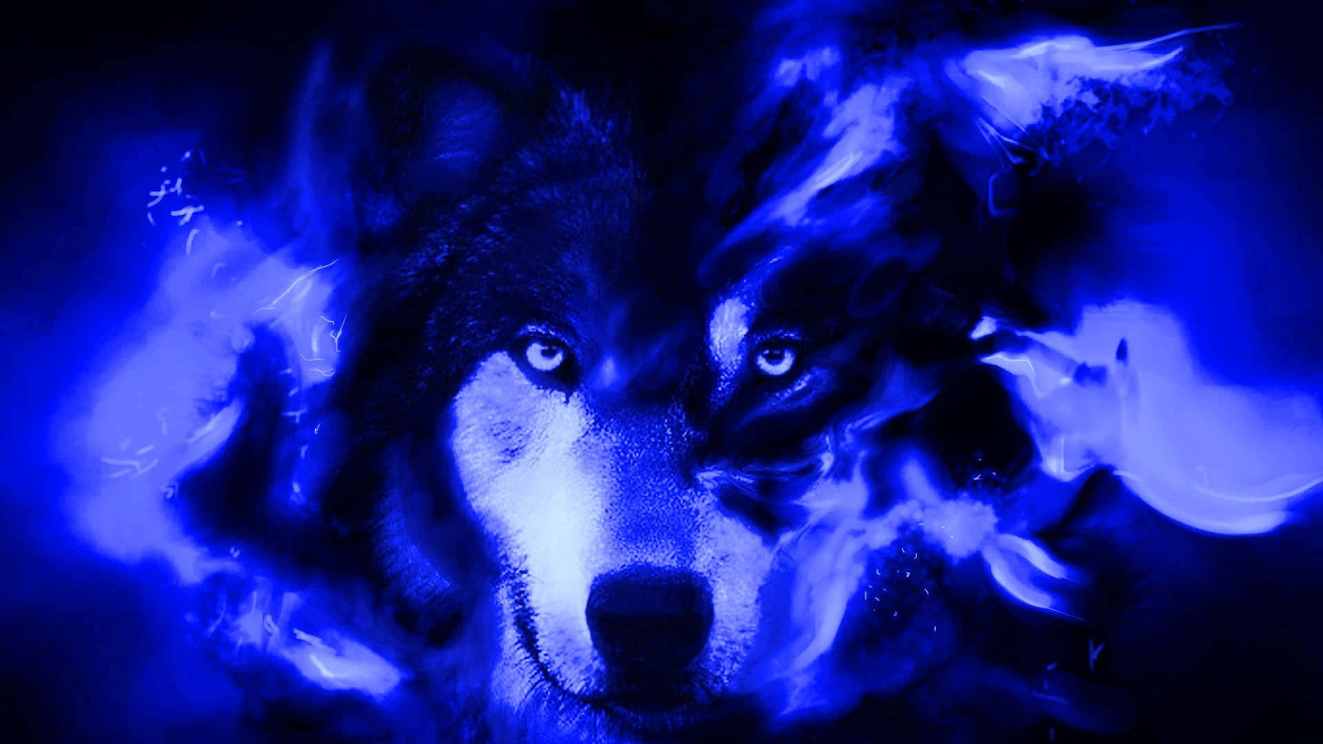 Purple Cool Blue Wolf Desktop Wallpaper