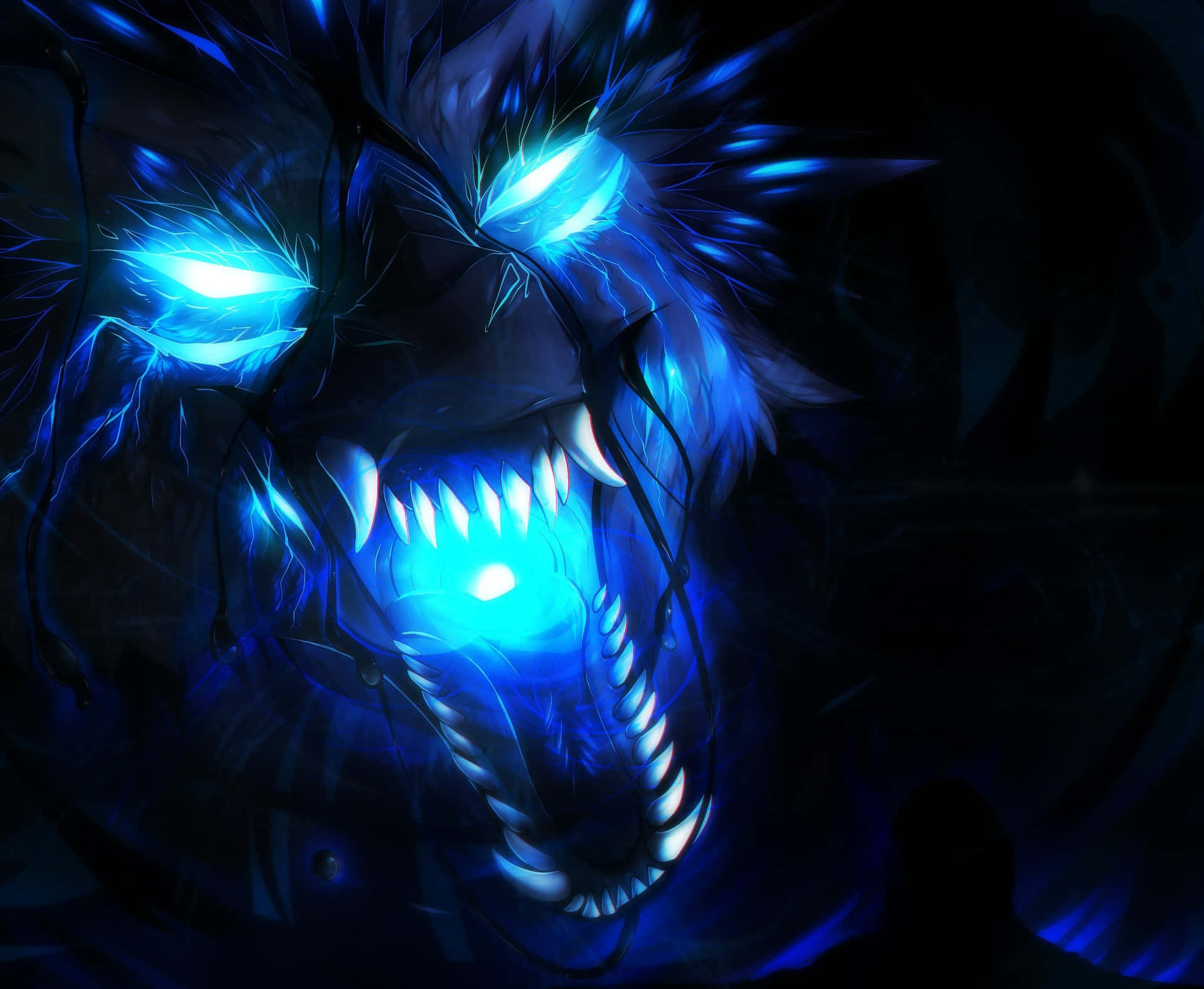 Angry Cool Blue Wolf Digital Art Wallpaper