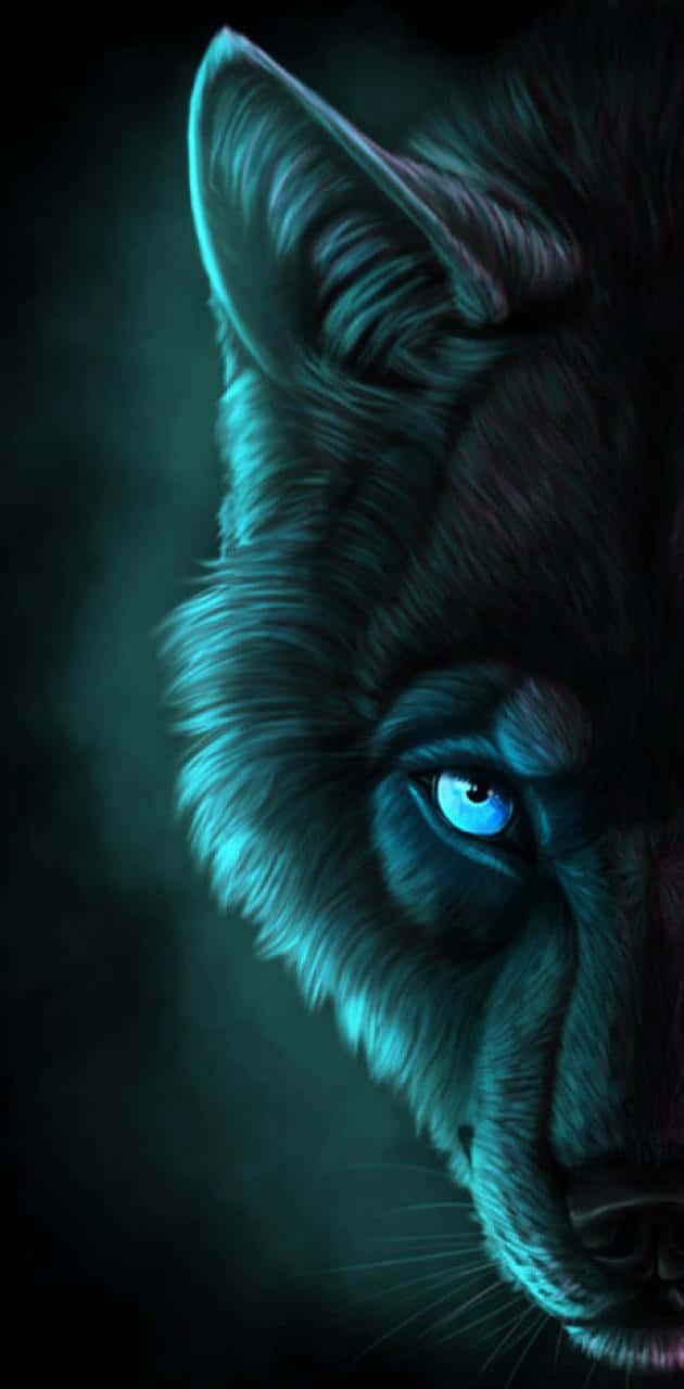 Cool Blue Wolf Half Face Wallpaper