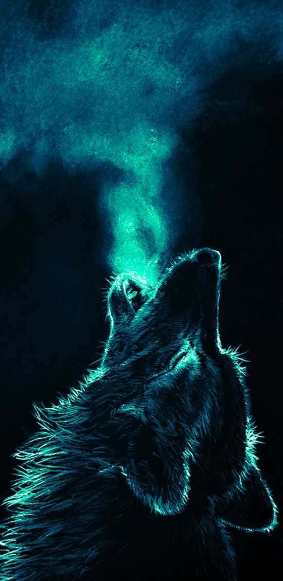 Cool Blue Wolf Blowing Smoke Wallpaper
