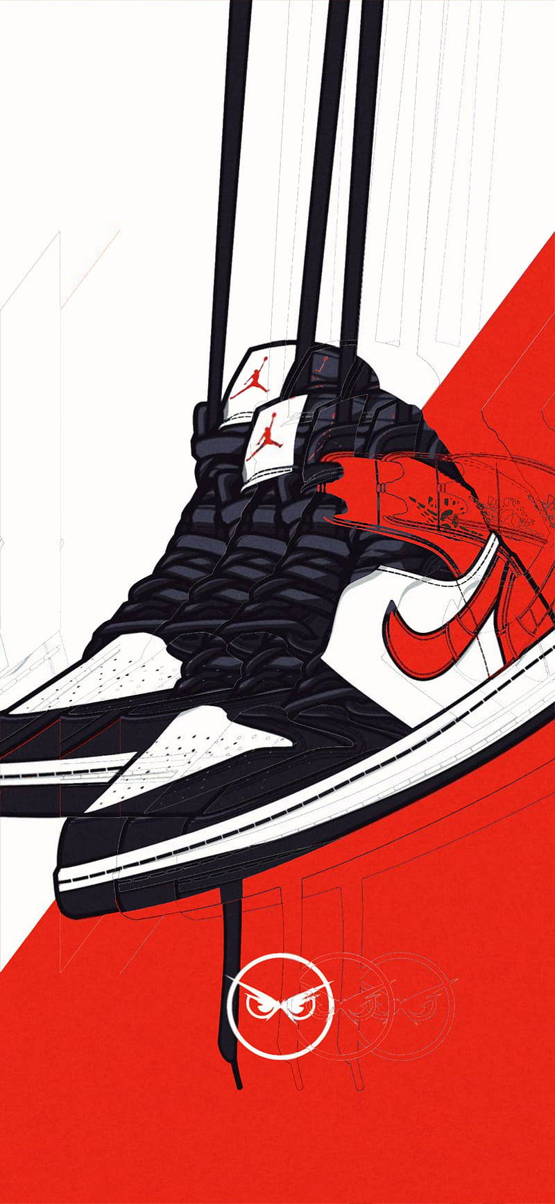 "Cool Bred Toe Jordan 1 Cartoon Sneakers" Wallpaper