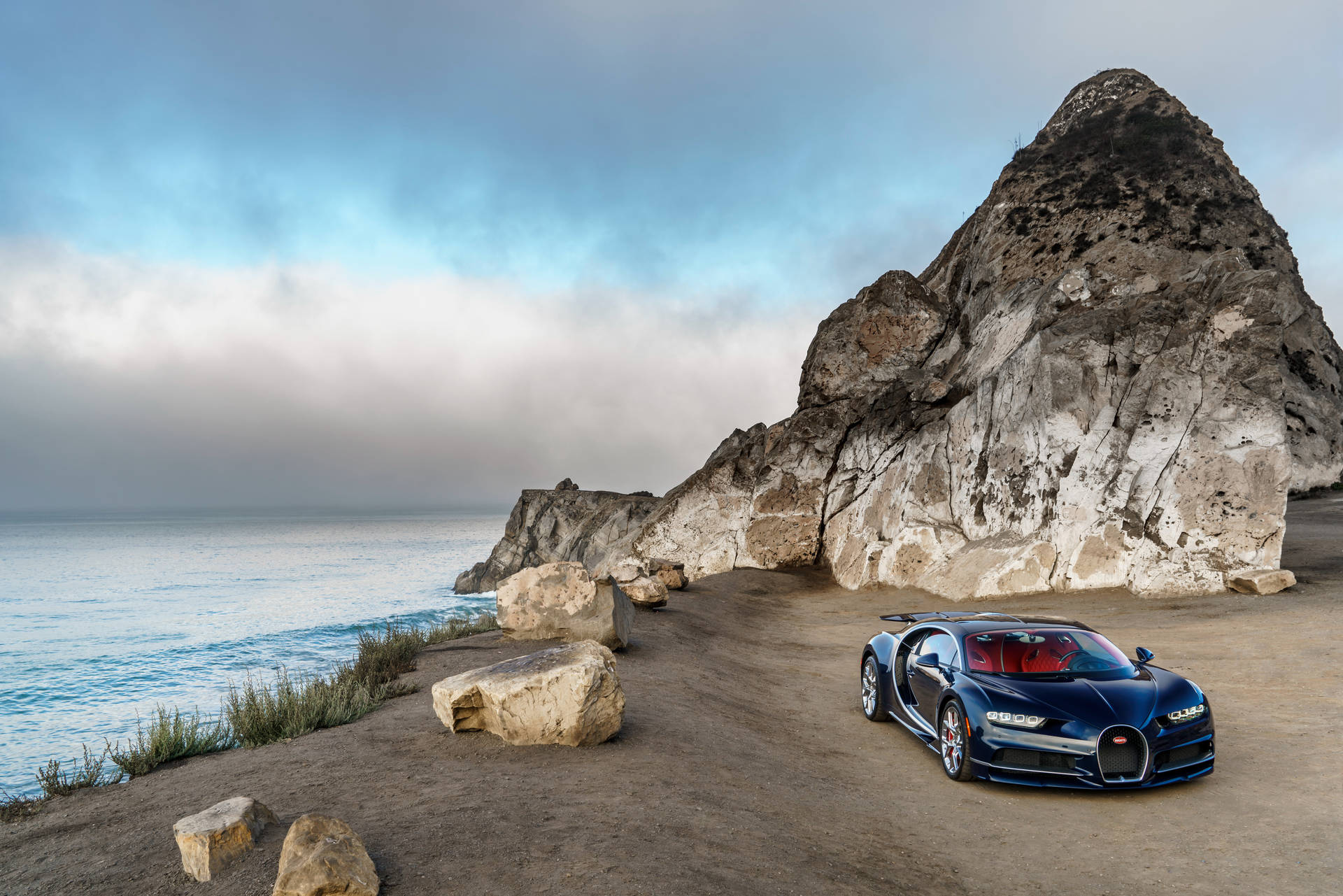Cool Bugatti Near Sea Wallpaper