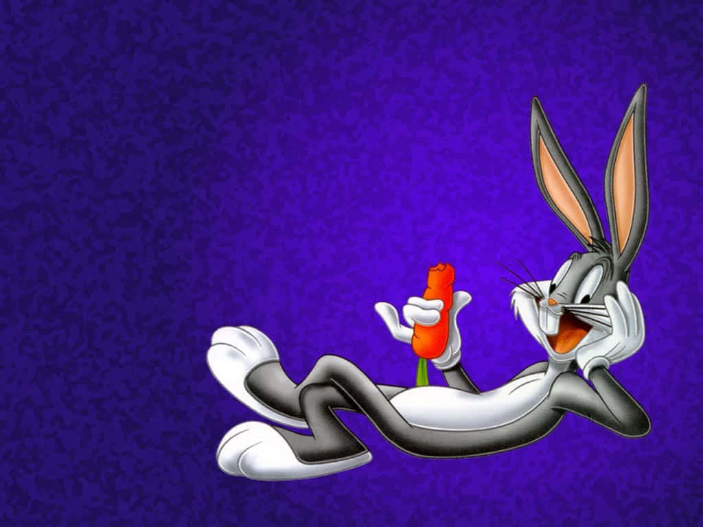 Sjov Bugs Bunny med bidt gulerod tekstur Tapet Wallpaper