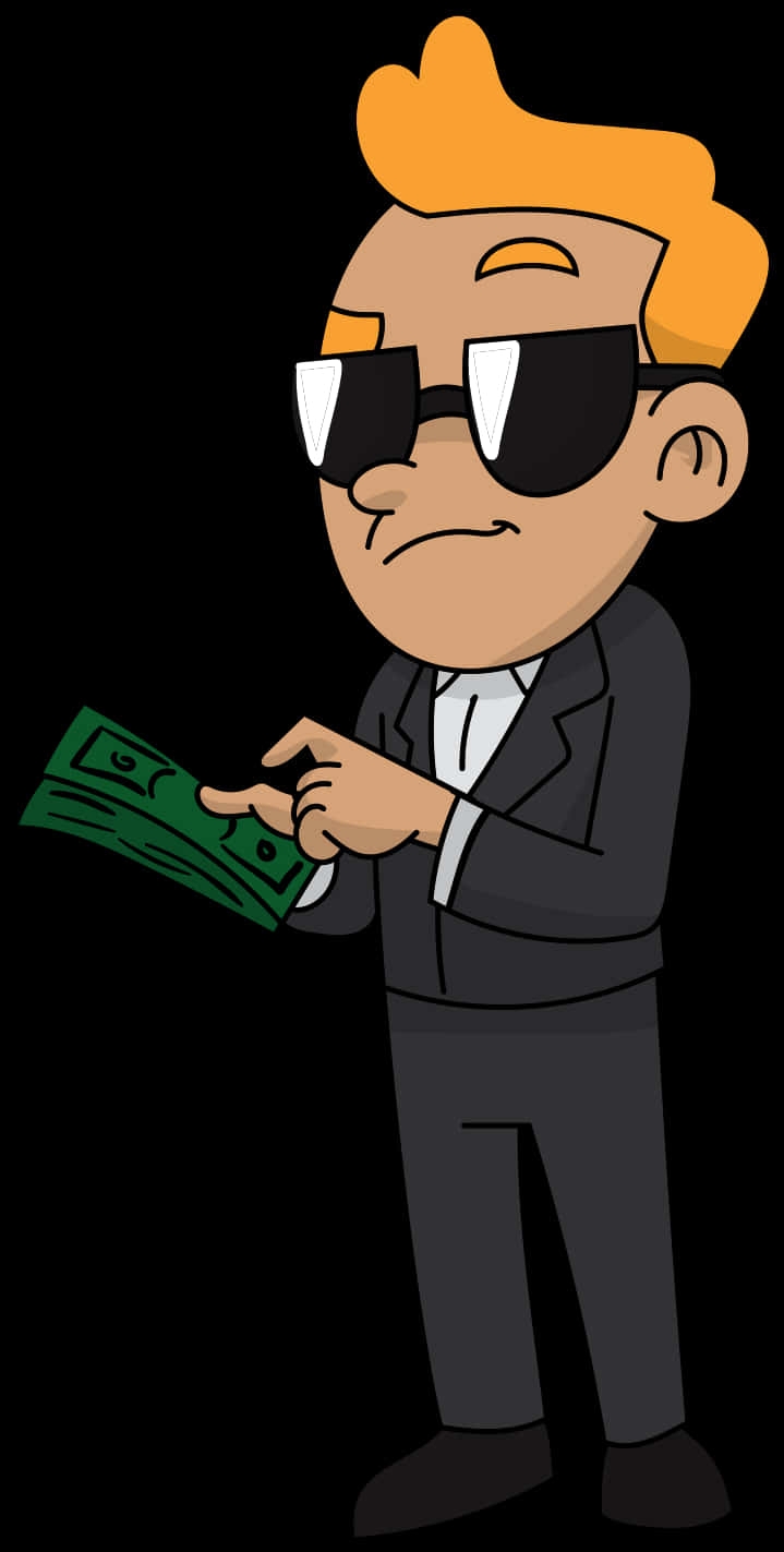 Cool Businessman Holding Money PNG