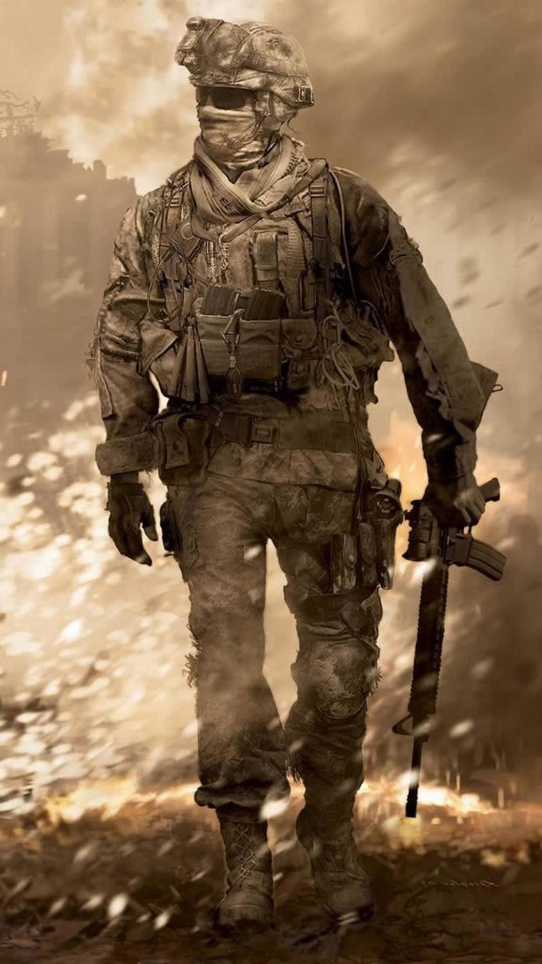 Cool Call Of Duty Modern Warfare Iphone Fiery Gary Sanderson Wallpaper