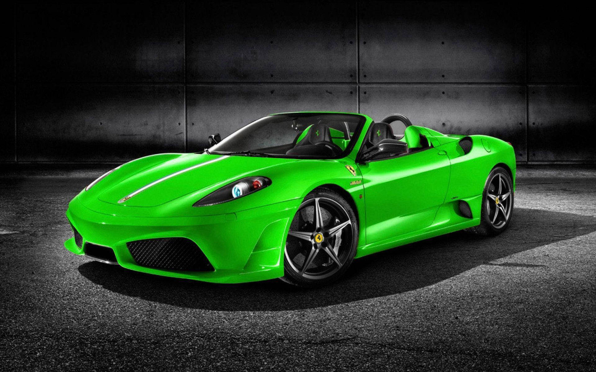 Cool Car Green Ferrari Background
