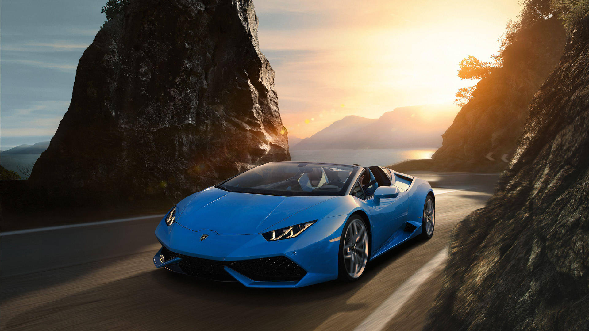 Seje Biler: Blå Slank Lamborghini Wallpaper