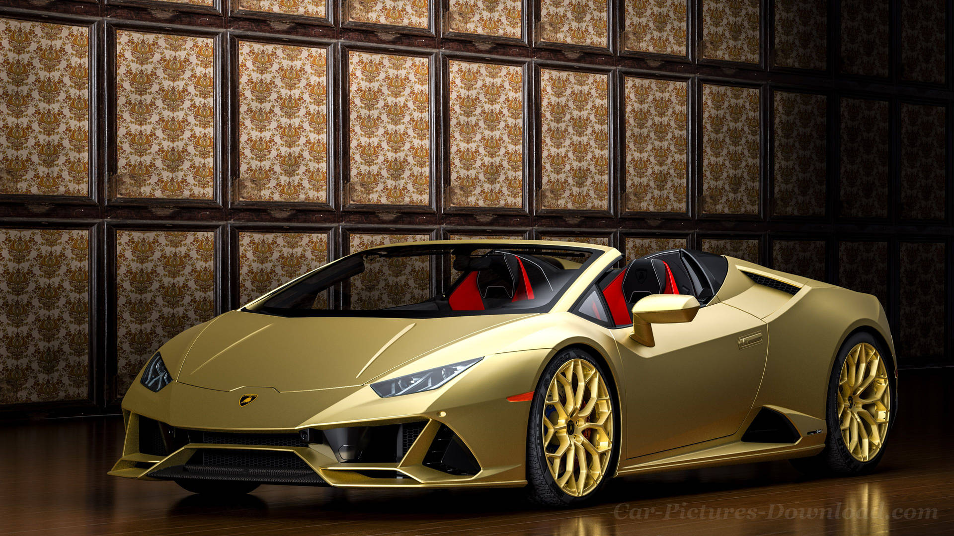 Característicade Autos Geniales: Lamborghini Dorado Mate Fondo de pantalla