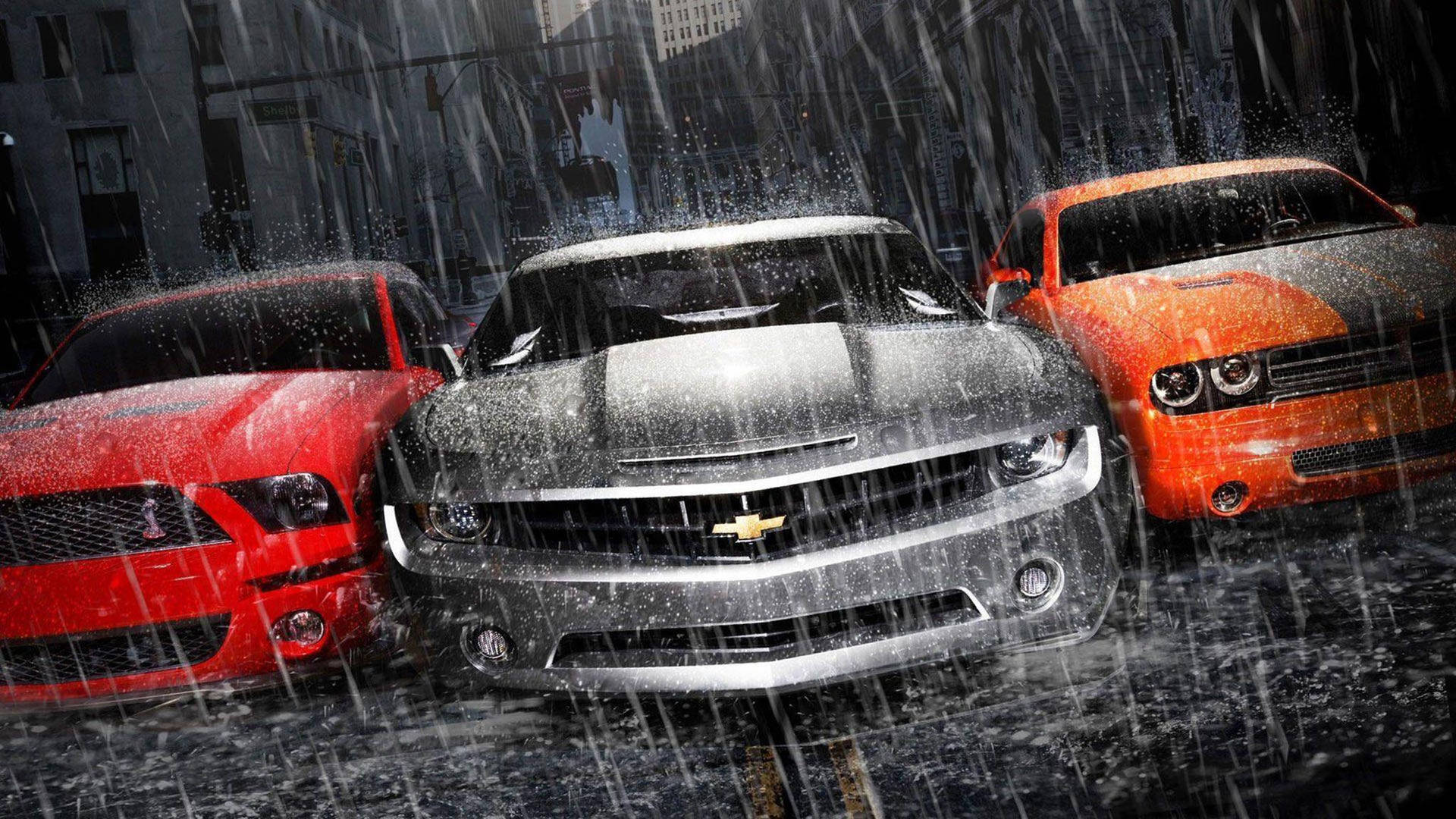 Cool Cars In The Rain Background