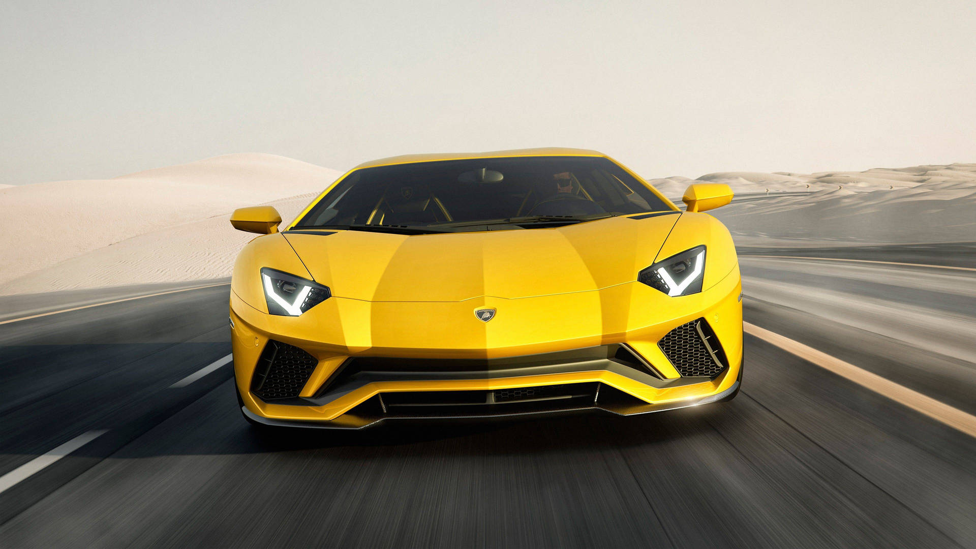 Cochesgeniales: Lamborghini Amarillo A Toda Velocidad Fondo de pantalla