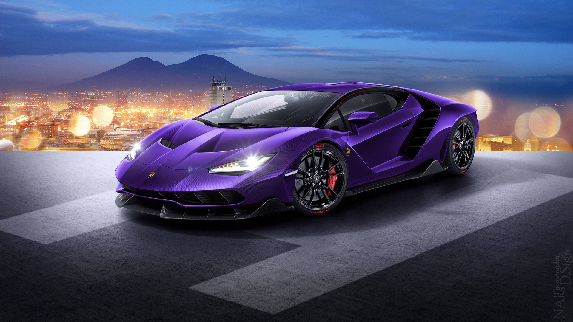 Seje Biler: Violet Lamborghini Wallpaper