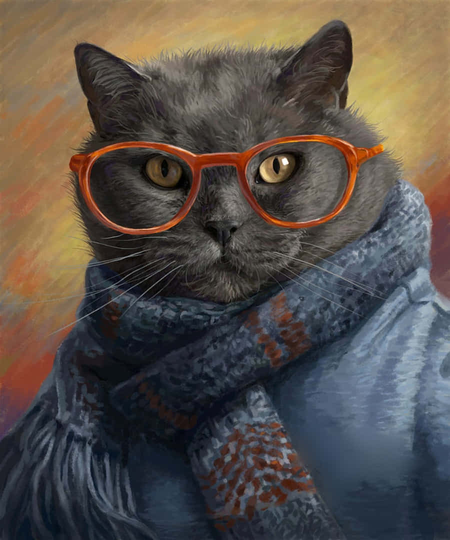 Caption: Super Cool Cat with Stylish Glasses
